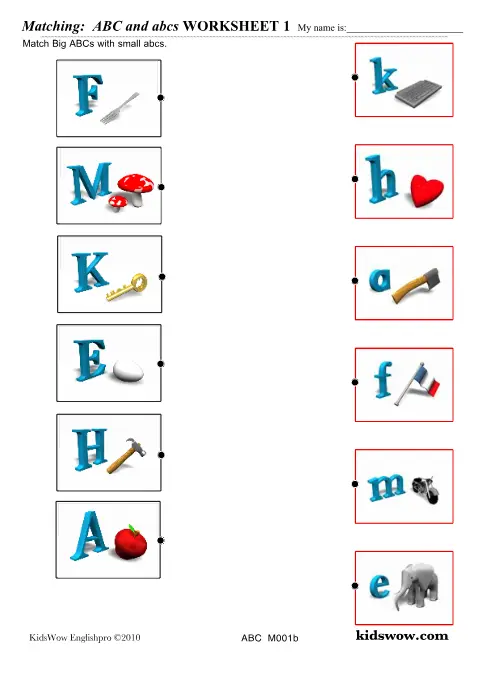 Preview of Matching ABC to abcs Worksheet 1