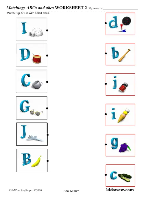 Preview of Matching ABC to abcs Worksheet 2