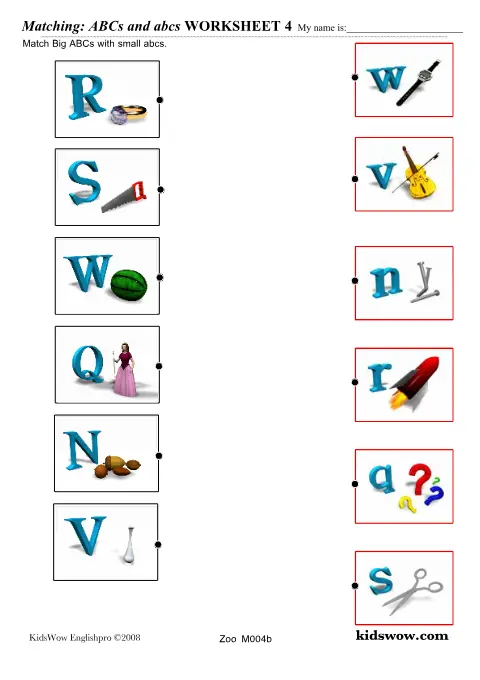 Preview of Matching ABC to abcs Worksheet 4