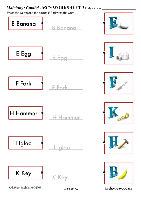 Preview of Matching Capital ABC's Worksheet 2