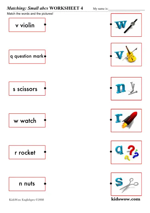 Preview of Matching Small abcs Worksheet 4
