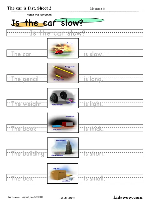 Preview of Is the Car Slow Worksheet 2