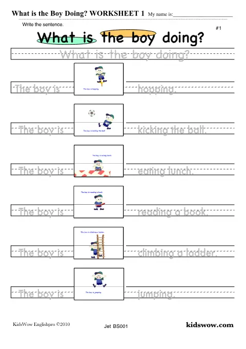 Preview of What is the Boy Doing Worksheet 1