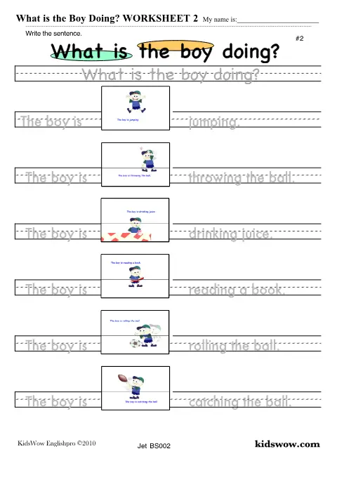 Preview of What is the Boy Doing Worksheet 2