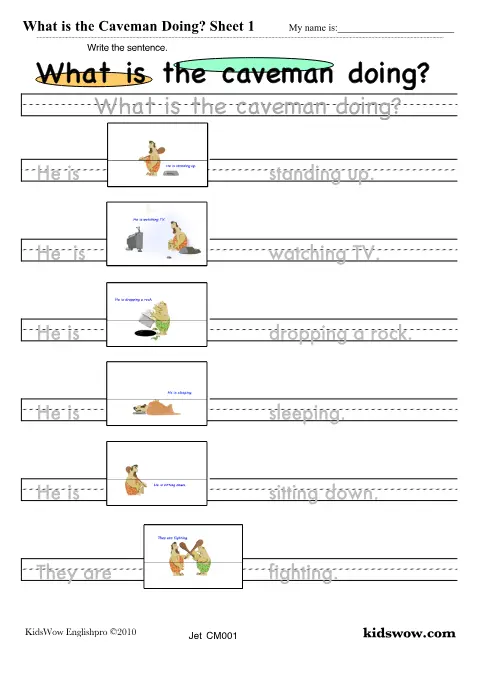 Preview of What is the Caveman Doing Worksheet 1